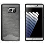 Wholesale Galaxy Note FE / Note Fan Edition / Note 7 Card Holder Hybrid Case (Space Gray)